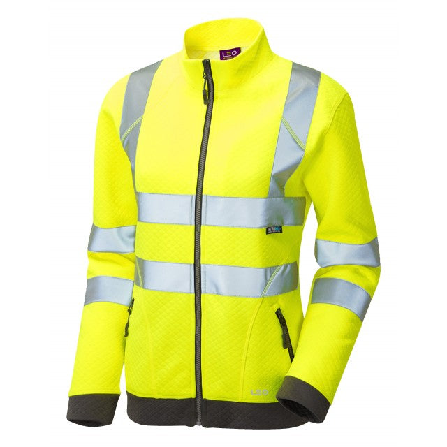 LEO - HOLLICOMBE - YELLOW WOMAN'S HI VIZ ZIPPED HEAVY DUTY SWEATE SSL03-Y-LEO