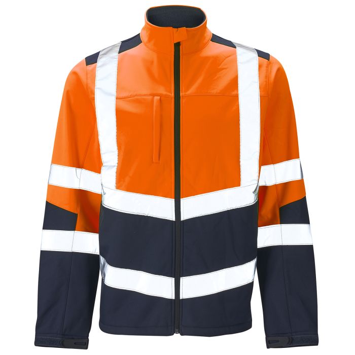 SUPERTOUCH HI VIZ 2 TONE ORANGE NAVY SOFTSHELL WORK JACKET