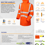 LEO - ORANGE - A04-Y-CLOVELLY ISO 20471 CLASS 3 BREATHABLE WATERPROOF HI VIZ JACKET