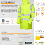 LEO - YELLOW - A04-Y-CLOVELLY ISO 20471 CLASS 3 BREATHABLE WATERPROOF HI VIZ JACKET