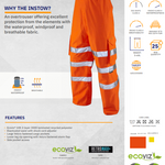 LEO L02 - ORANGE - INSTOW ISO20471 CLASS 1 HI VIX BREATHABLE WATERPROOF LEGGINS