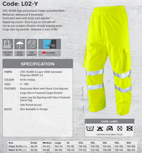 Load image into Gallery viewer, L02-Y-LEO - INSTOW ISO20471 Class 1 Breathable Executive Cargo Overtrouser Yellow
