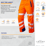 LEO L20 - ORANGE - LUNDY - ISO 20471 CLASS 2 HIGH PERFORMANCE BREATHABLE WATERPROOF LEGGINS