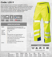 Load image into Gallery viewer, L20-Y-LEO - LUNDY ISO 20471 Class 2 High Performance Waterproof Overtrouser Yellow
