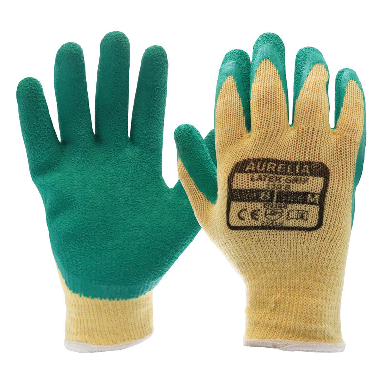 AURELIA 110 GREEN GRIP CRINKLED LATEX PALM WORK GLOVE
