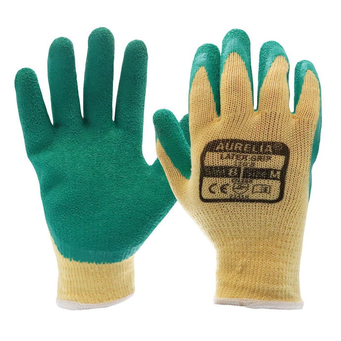 AURELIA 110 GREEN GRIP CRINKLED LATEX PALM WORK GLOVE