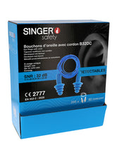 Load image into Gallery viewer, SINGER SAFETY CORDED TPE SAFETY EAR PLUGS SNR 32dB. BOX OF 200
