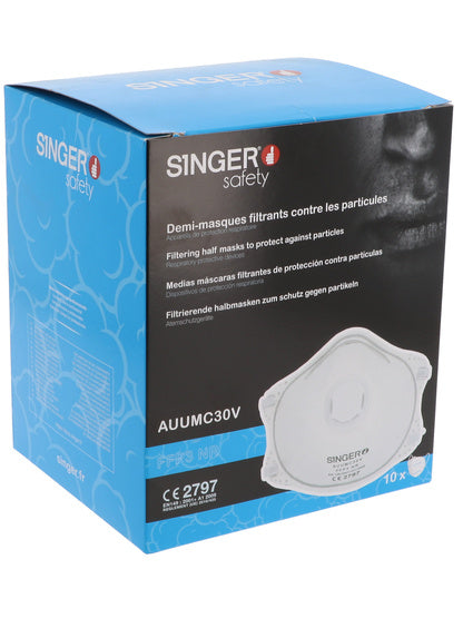 SINGER SAFETY - PRE-SHAPED HALF-MASK FFP3 NR. FOAM FACESEAL  -BOX OF 10 - AUUMC30V