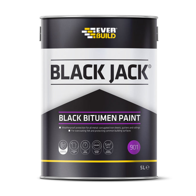 EVERBUILD® BLACK JACK® 901 BLACK BITUMEN PAINT 5LTR TIN