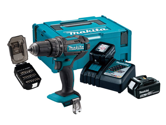 MAKITA DHP482JX1 18V CORDLESS DRILL C/W 2 5AMP BATTERIES + CHARGER