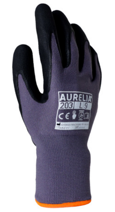 AURELIA -203 - HIGH PERFORMANCE NYLON SPANDEX NITRILE  FOAM COATED WORK SAFETY GLOVE