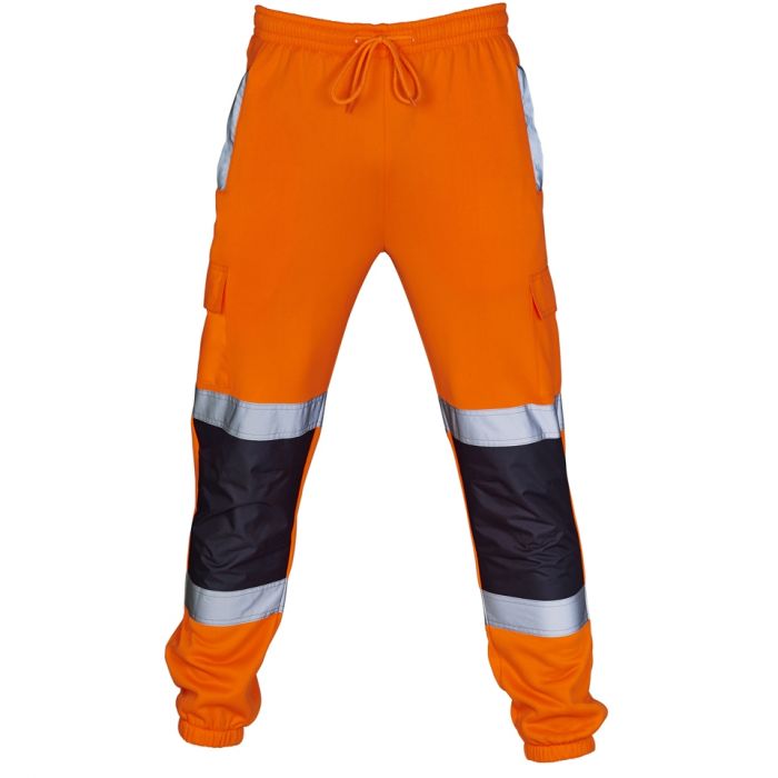 SUPERTOUCH HI VIZE 2 TONE JOGGER SAFETY WORK PANTS ORANGE NAVY