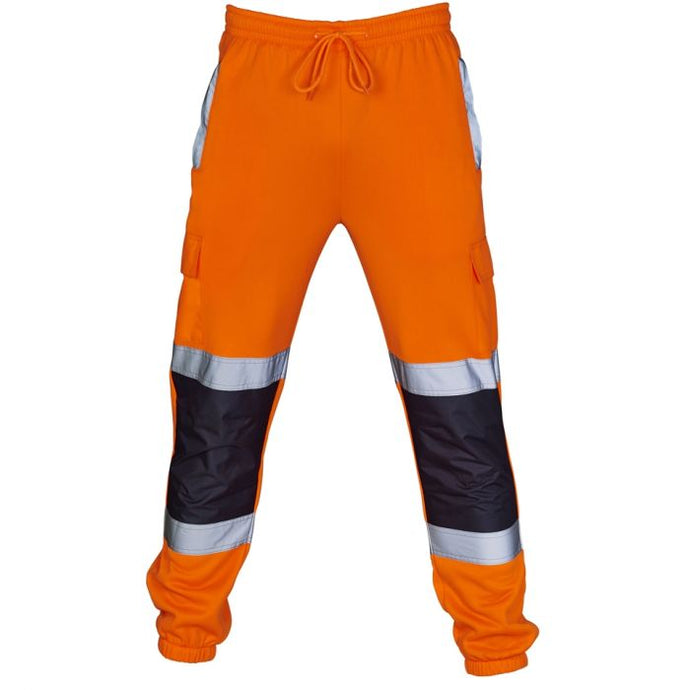 SUPERTOUCH HI VIZE 2 TONE JOGGER SAFETY WORK PANTS ORANGE NAVY