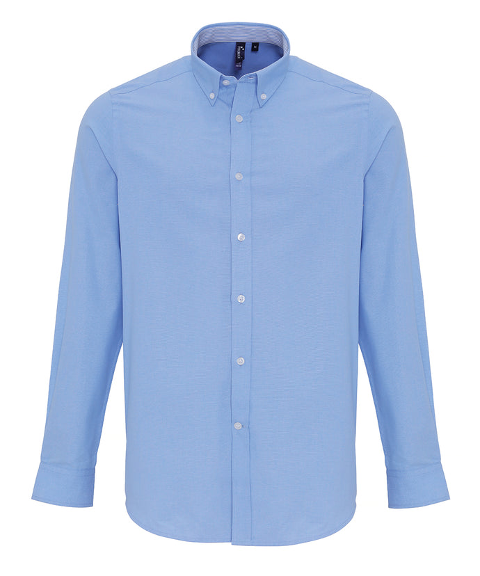 PREMIER PR238 LIGHT BLUE - WHITE COTTON-RICH OXFORD STRIPE SHIRT