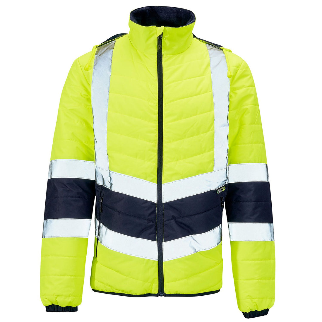 H144 - Supertouch Hi Vis Yellow 2 Tone Puffer Jacket