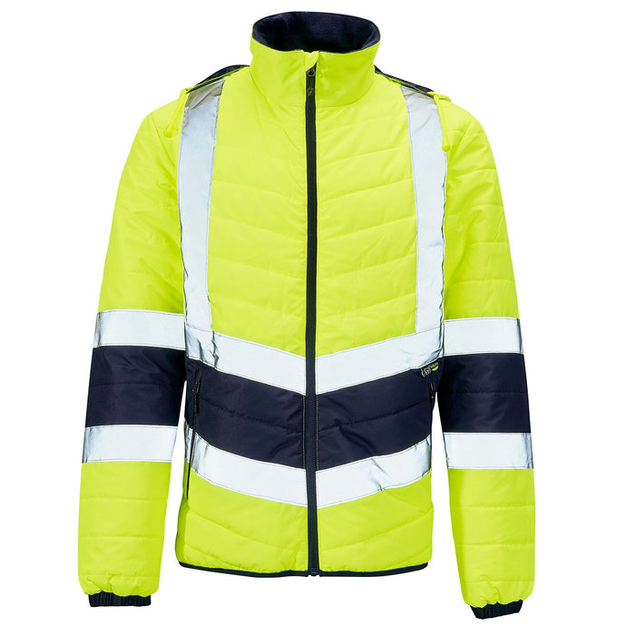H144 - Supertouch Hi Vis Yellow 2 Tone Puffer Jacket