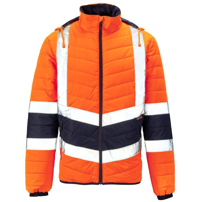 H145 - Supertouch Hi Vis Orange 2 Tone Puffer Jacket