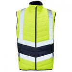 SUPERTOUCH HI VIZ YELLOW NAVY PUFFER BODYWARMER