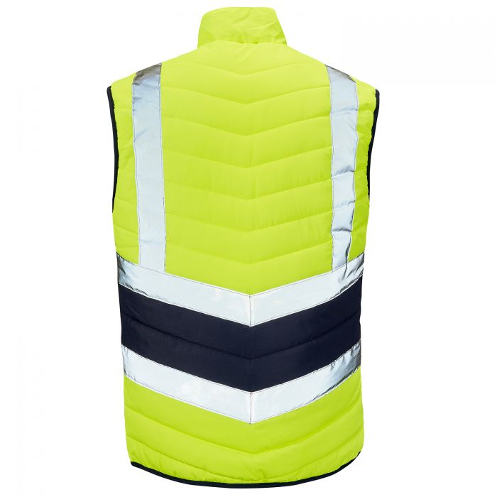 SUPERTOUCH HI VIZ YELLOW NAVY PUFFER BODYWARMER