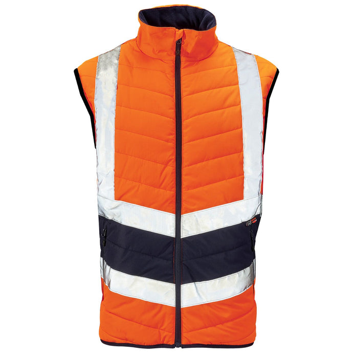 SUPERTOUCH HI VIZE ORANGE NAVY PUFFER BODYWARMER