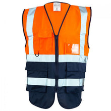 Load image into Gallery viewer, SUPERTOUCH HI VIZ EXECUTIVE ORANGE - NAVY ZIP VEST
