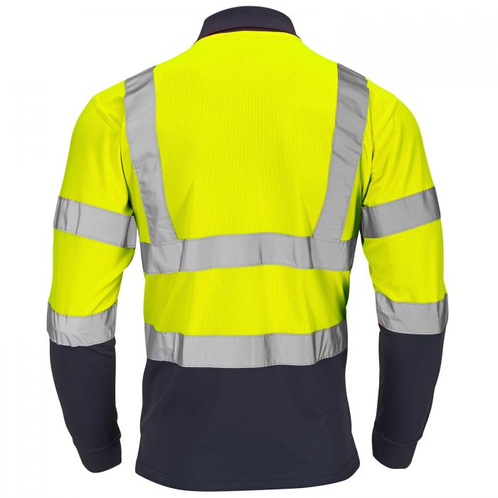 SUPERTOUCH HI VIZE LONG SLEEVE YELLOW NAVY POLO SHIRT