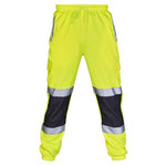 SUPERTOUCH HI VIZE 2 TONE JOGGER SAFETY WORK PANTS YELLOW NAVY