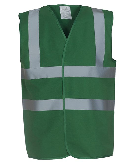 YOKO HI VIS 2 BAND VELCRO GREEN VEST