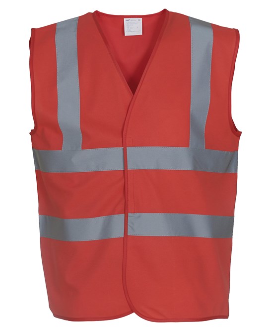 YOKO HI VIS 2 BAND VELCRO RED VEST