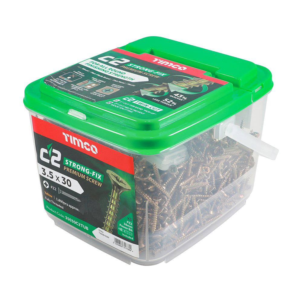 TIMCO  3.5 X 30 TUB C2 Premium Industrial Twin Cut Screws  PZ Yellow