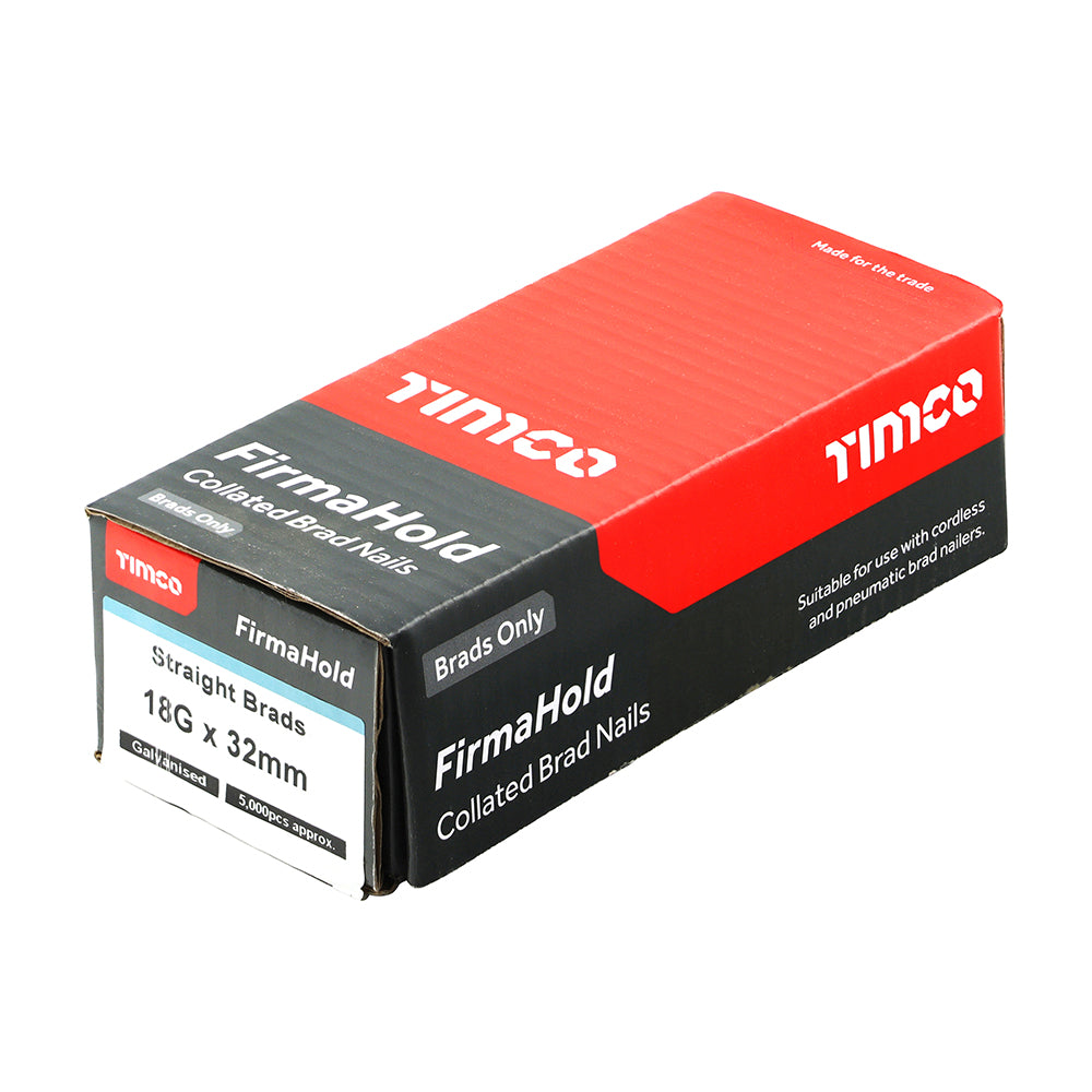 TIMCO FirmaHold 18G X 32MM Collated Brad Nails Straight Galvanised (5000)