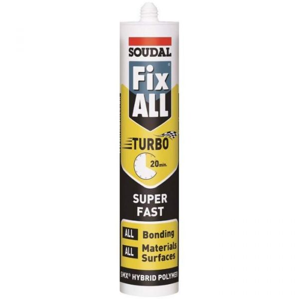 SOUDAL - TUBE OF WHITE FIX-ALL TURBO FAST SETTING ADHESIVE  290ml