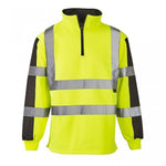 SUPER TOUCH HI VIZ YELLOW NAVY RUGBY SWEATER 1/4 ZIP