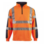 SUPER TOUCH HI VIZ ORANGE NAVY RUGBY SWEATER 1/4 ZIP