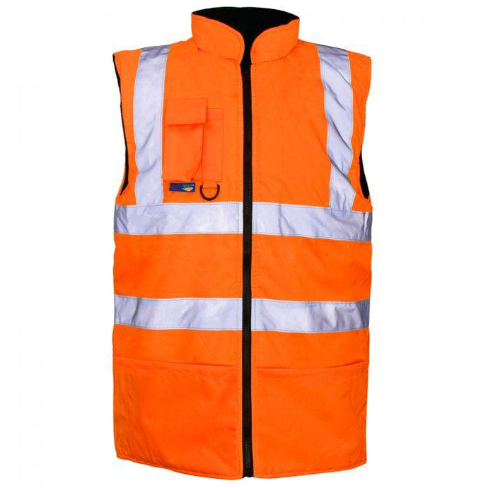 SUPERTOUCH REVERSIBLE FLEECE LINED BODYWARMER ORANGE H40