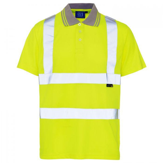 SUPERTOUCH HI VIZ YELLOW BIRD EYE POLO SHIRT  - H75