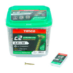 TIMCO 4.0 X 30 TUB  C2 Premium Industrial Twin Cut Screws  PZ Yellow