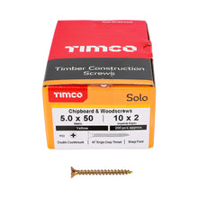 Load image into Gallery viewer, Solo Chipboard &amp; Woodscrews - PZ - Double Countersunk - Yellow ,5.0 x 50
