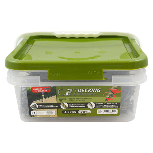 TIMCO C2 Deck-Fix Premium Decking Screws - TUB - TX - Countersunk - Exterior - Green 4.5 x 65