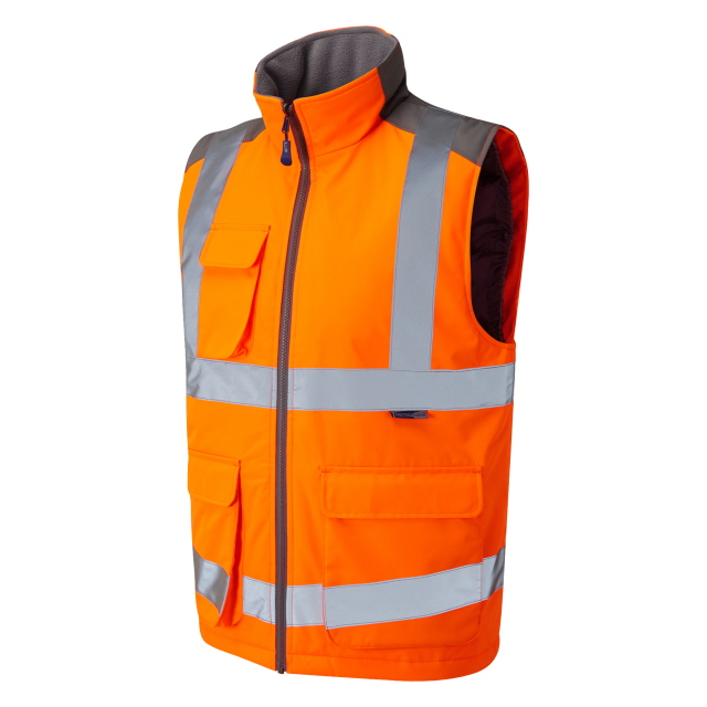 LEO - TORRINGTON - ORANGE -  ISO 20471 CLASS 2 HI VIZ WATER REPELLANT PADDED BODYWARMER