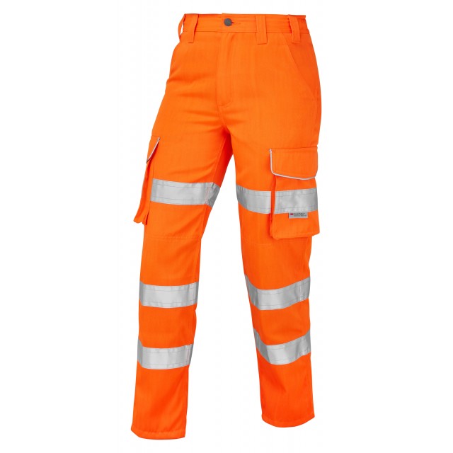 LEO PENNYMOOR ISO 20471 CLASS 2 LADIES POLYCOTTON HI VIZ ORANGE WORK TROUSERS