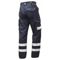 Load image into Gallery viewer, LEO ILFRACOMBE NAVY HI VIZE CARGO WORK TROUSER
