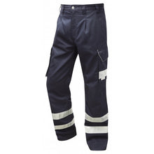 Load image into Gallery viewer, LEO ILFRACOMBE NAVY HI VIZE CARGO WORK TROUSER
