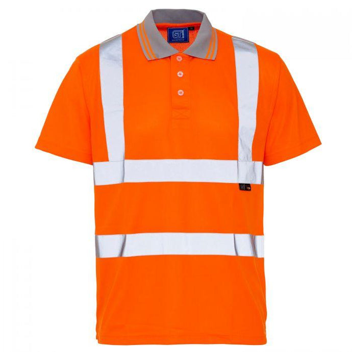 SUPERTOUCH HI VIZ ORANGE BIRD EYE POLO SHIRT