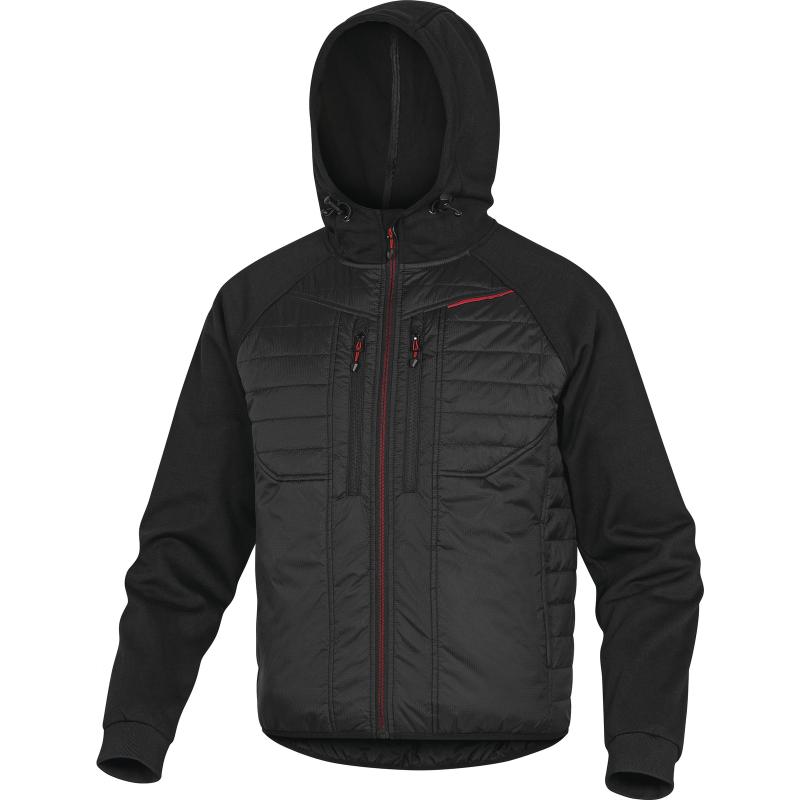 DELTAPLUS MOOVE HOODED WORK JACKET BLACK RED LINING