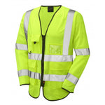 LEO - YELLOW - WRAFTON ISO 20471 CLASS 3 HI VIZ LONG SLEEVE EXECUTIVE WAISTCOAT