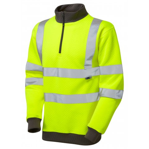 SS01-Y-LEO -  BRYNSWORTHY ISO 20471 Class 3 1/4 Zip Sweatshirt Yellow