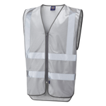 LEO COMMODORE Single Colour Zipped Reflective Waistcoat (Non ISO 20471) Silver