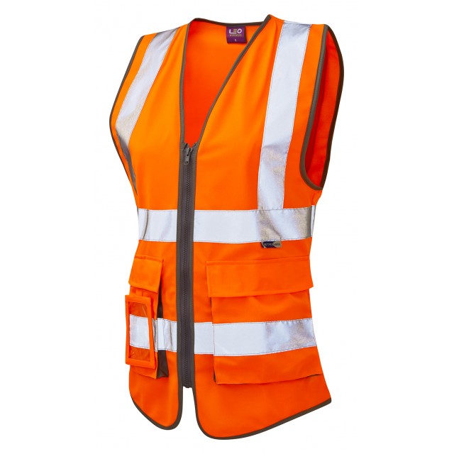 LEO - LADIES ORANGE -  LYNMOUTH ISO 20471 Class 1 EXECUTIVE HI VIZ VEST