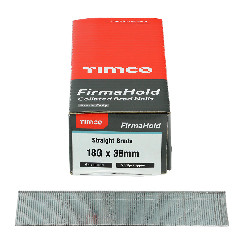 TIMCO  FirmaHold 18G X 38MM Collated Brad Nails Straight Galvanised (5000)